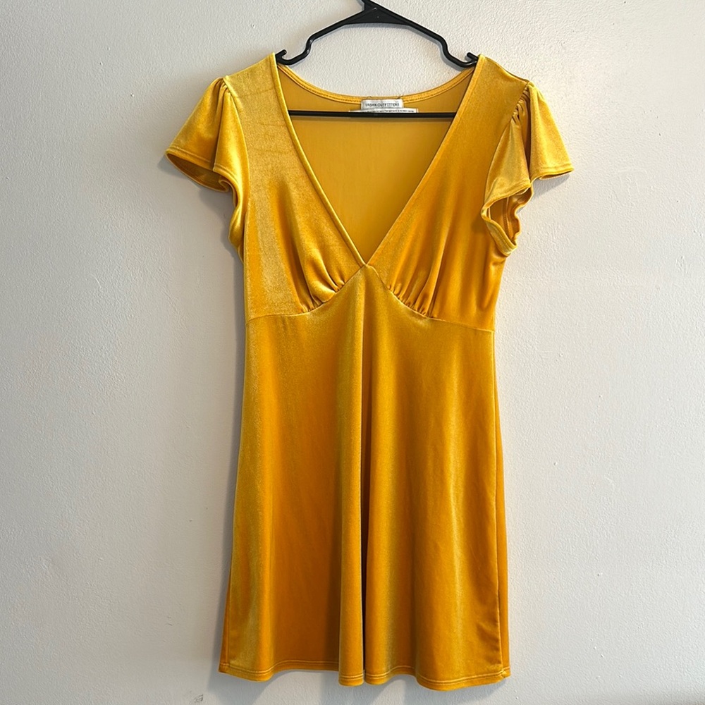 Urban Outfitters Women's Gold and Yellow Mini Dress